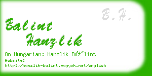 balint hanzlik business card